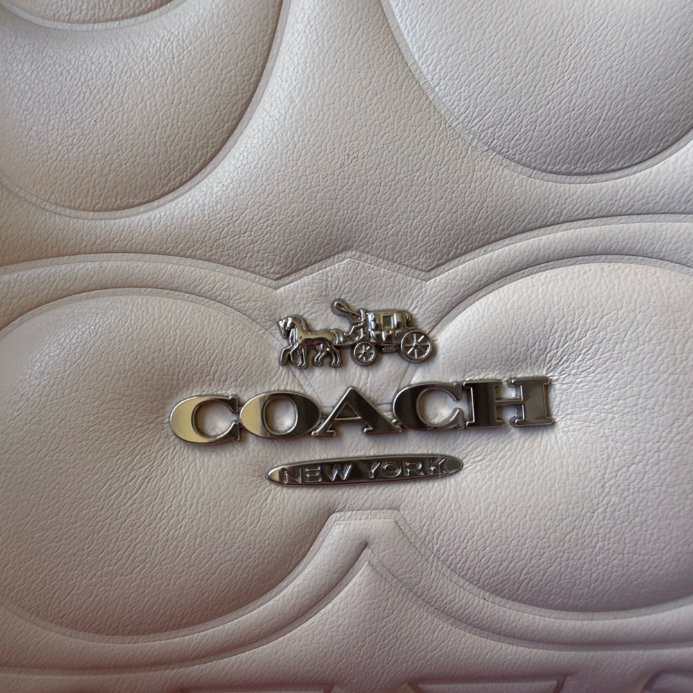 Coach Maggie Small Chalk/Taupe Signature Embossed Leather Tote - Picture 9 of 10